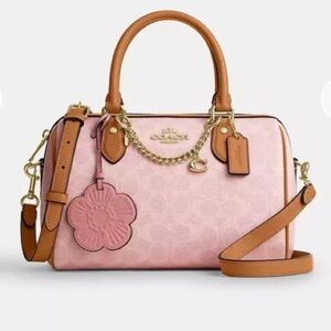 Coach Medium Powder Pink Satchel Rowan with Charms